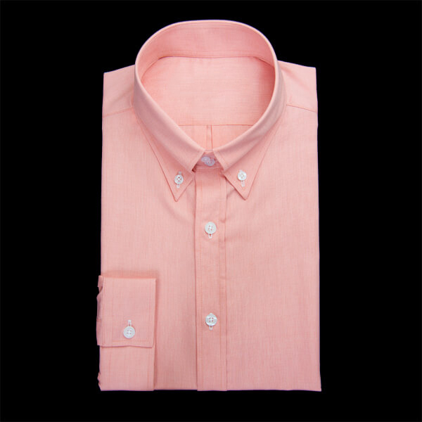 オレンジ/ピンクの無地柄 ボタンダウンカラー　ドゥエボットーニ　レギュラー　スクエアのワイシャツ