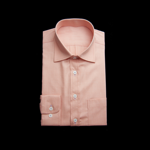 オレンジ/ピンクの無地柄 セミワイドカラーレギュラー　ラウンドのワイシャツ