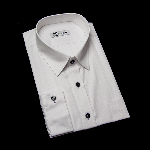 ホワイトの特殊柄 ショートポイントカラー　レギュラー　スクエアのオーダーシャツ