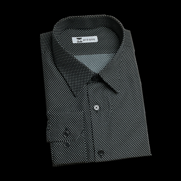 ブラックドットのショートポイントカラーシャツ